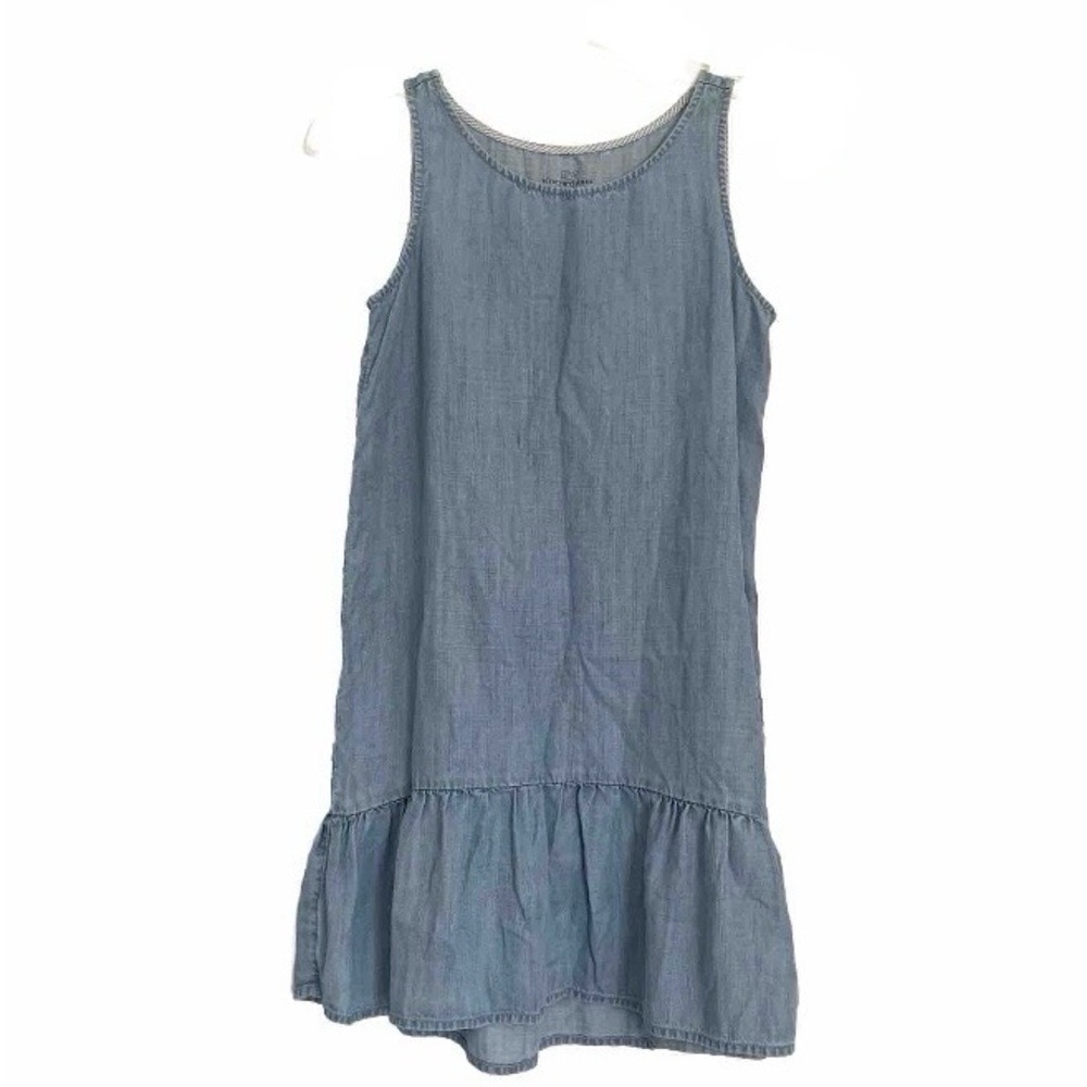 Vineyard Vines Girls Dress Sz M 10/12 Chambray Sleeveless Blue Tank Summer